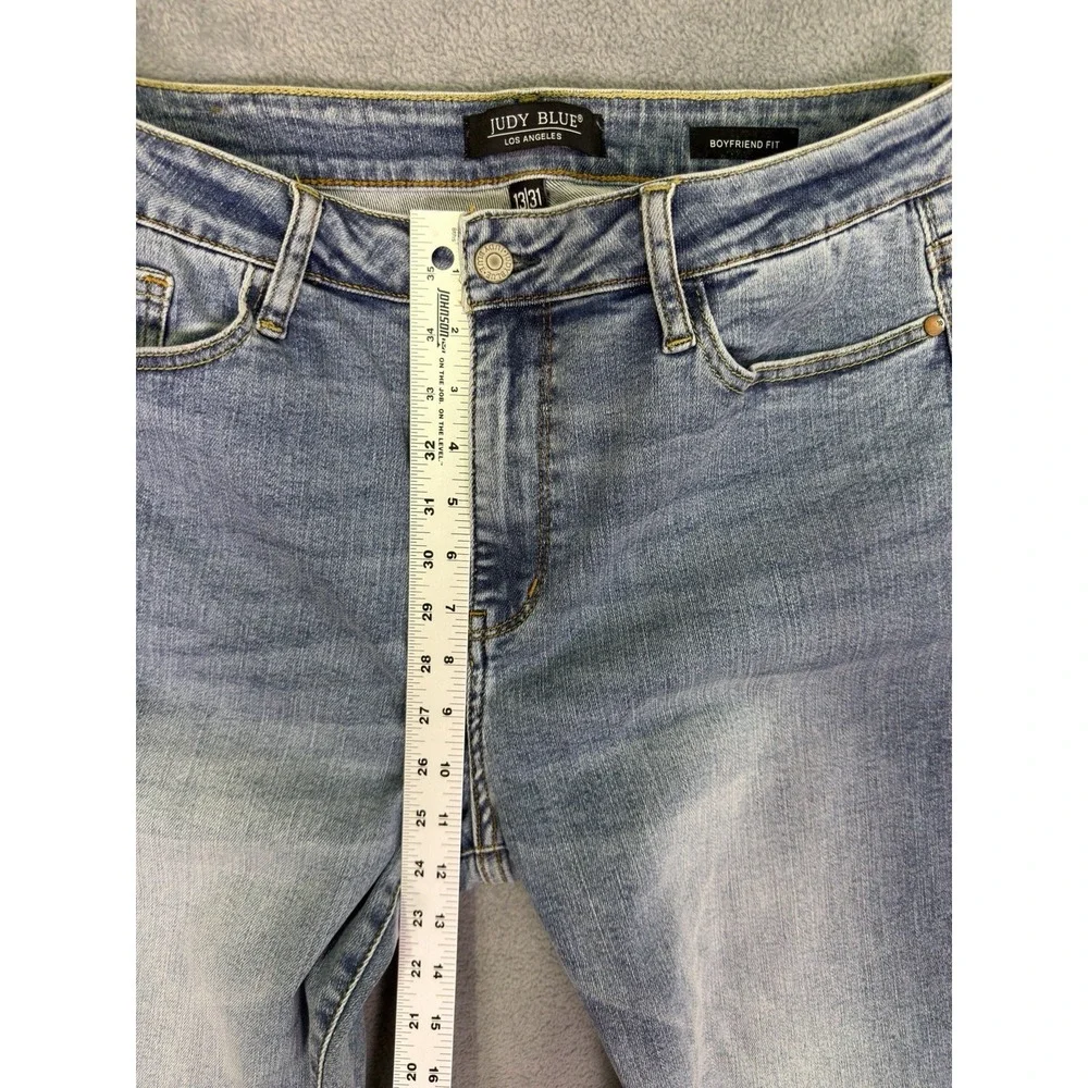 Judy Blue Jeans Womens 13/31 Blue Light Wash High Rise Boyfriend Fit Stretch